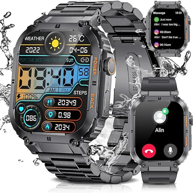 Smartwatch Watches With Bluetooth - LIGE-Montre intelligente de fitness étanche pour
